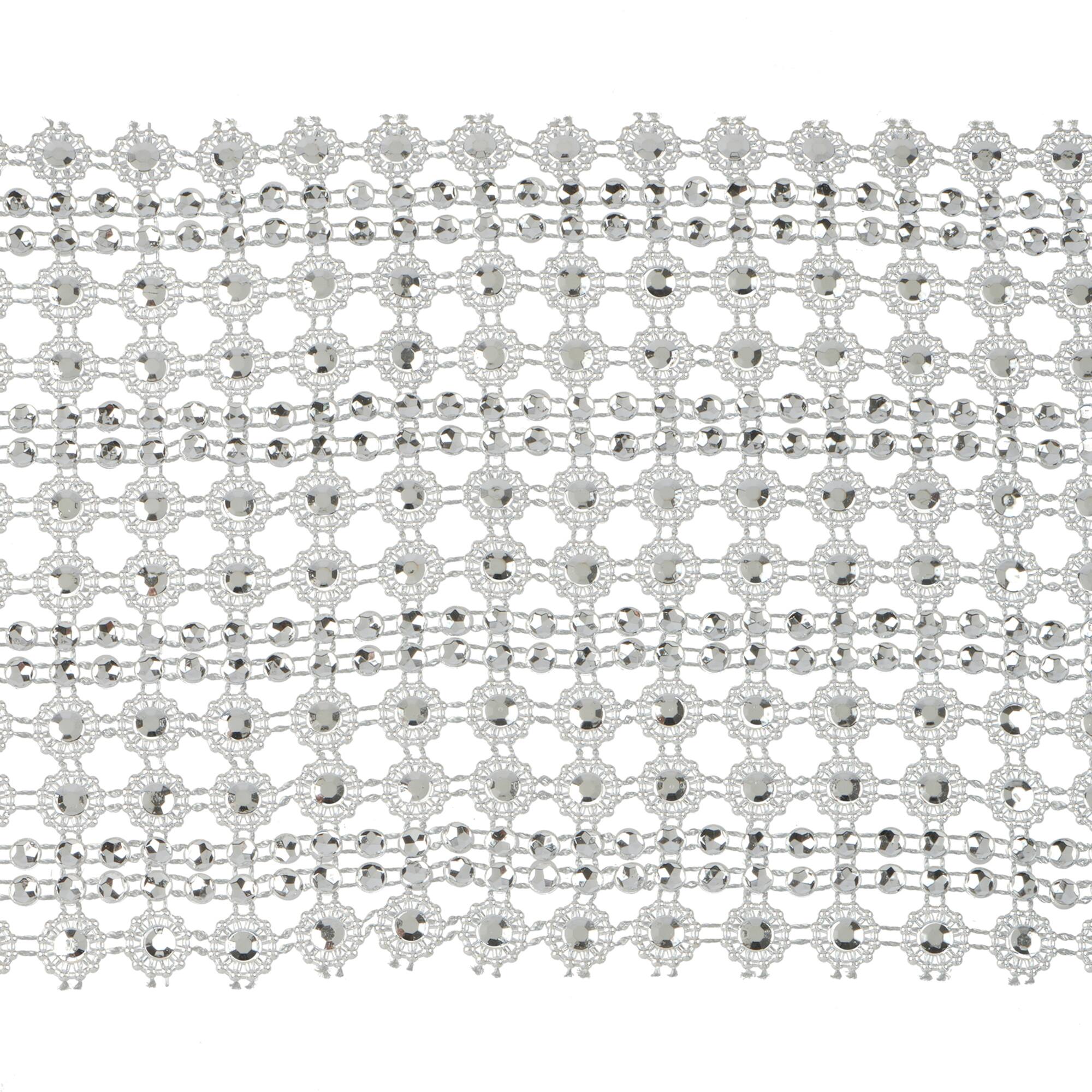 4.25" Silver Diamond Mesh Trim by Celebrate It®